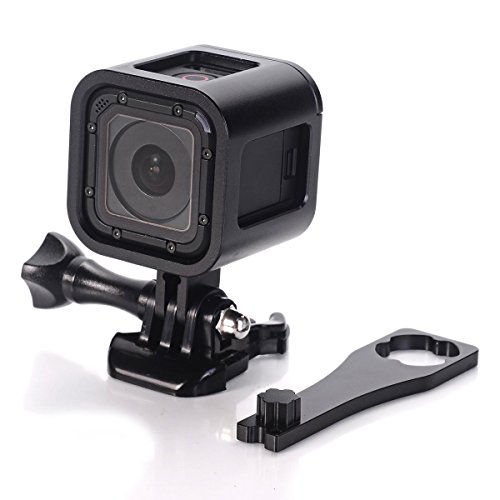 Nechkitter Aluminum Frame Mount for GoPro Hero 5/4/Session - CNC Aluminum Alloy Solid Protective Case with Wrench - Black