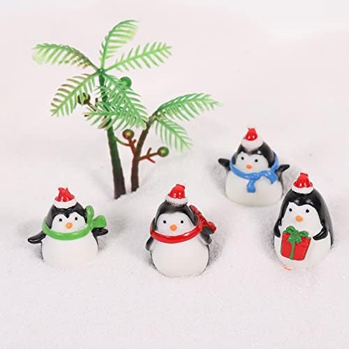 Healifty 4pcs Christmas Penguin Figures Christmas Animals Figures Miniature Christmas Ornaments Fairy Garden Miniature Micro Landscape Figures Penguin Cake Toppers