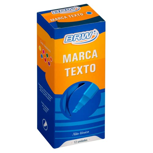 Caneta Marca Texto Fluorescente Azul Caixa com 12 Unidades, BRW