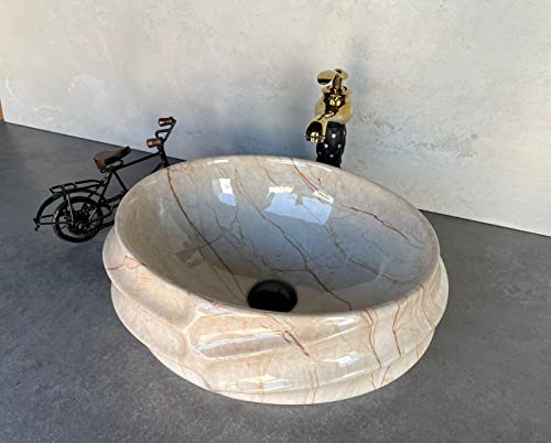 Image of Designer Glossy Finish Ceramic Art Table Top Wash Basin For Bathroom | Collapsible Countertop Washbasin (Black White Glossy Art, 16 x 13 x 6 Inch)