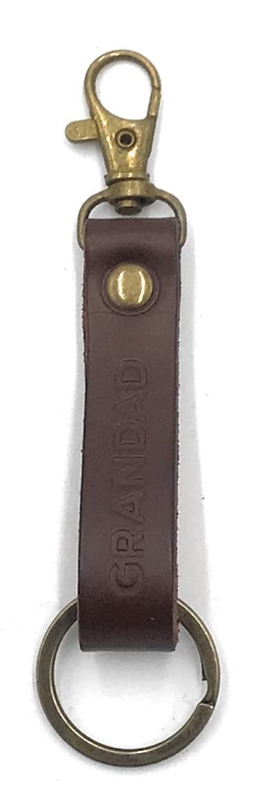 Stands Out, Supplying Outstanding Gifts Men's Cycling Personalised Brown Leather Strap Keyring With Carabiner