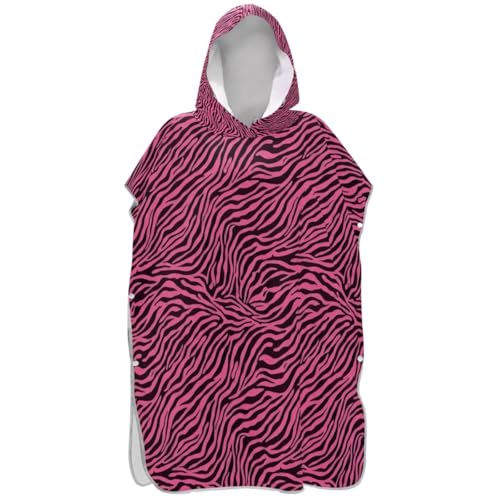 Serviette de bain à capuche zébrée rose pour se changer sur la plage - 2