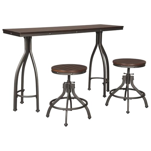 Signature Design by Ashley Odium Urban Counter Height Dining Table Set with 2 Bar Stools, Gray