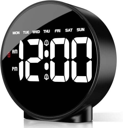 Image of Digital Alarm Clock HD LED Display Digital Alarm Clock, Simple Table Clock, Electronic Desk Clock, Dual Alarms, 12 /24Hr, 4 Adjustable Brightness for Bedroom, Office, Table (Black)
