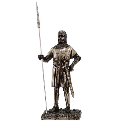 Estatua de Caballero Cruzado 7 pulgadas acabado plateado