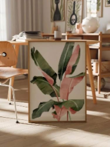 Impression sur toile feuille de bananier rose pour créer un salon tropical chic