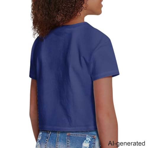 Image of Cute Crop Tops for Girls Short Sleeve Summer T Shirts Fashion Graphic Tees Crew Neck Pullover Tee 5-14 Years