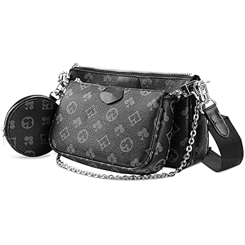 Crossbody Bag Damen Umhängetasche Klein Multi Pochette Breiter Gurt Tasche Mit Breitem Schultergurt Frauen 3 in 1 Leder Tragetaschen Cover
