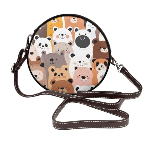 Sac à bandoulière rond ours en cuir vegan avec sangle réglable