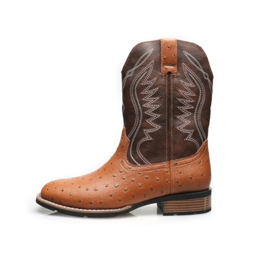 Santimon Men's Cowboy Boots, Two-Toned Square Toe Western Mid-Calf Dress Tuxedo Party Boots for Men2