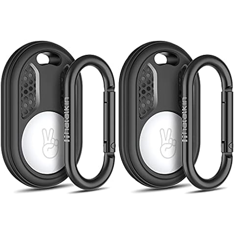 Air Tag Keyring Compatible with Apple Airtag Case Keychain,TPU Rugged Airtag Holder Loop Protector for Dog Collar Airtag Accessories,Black/Black Cover