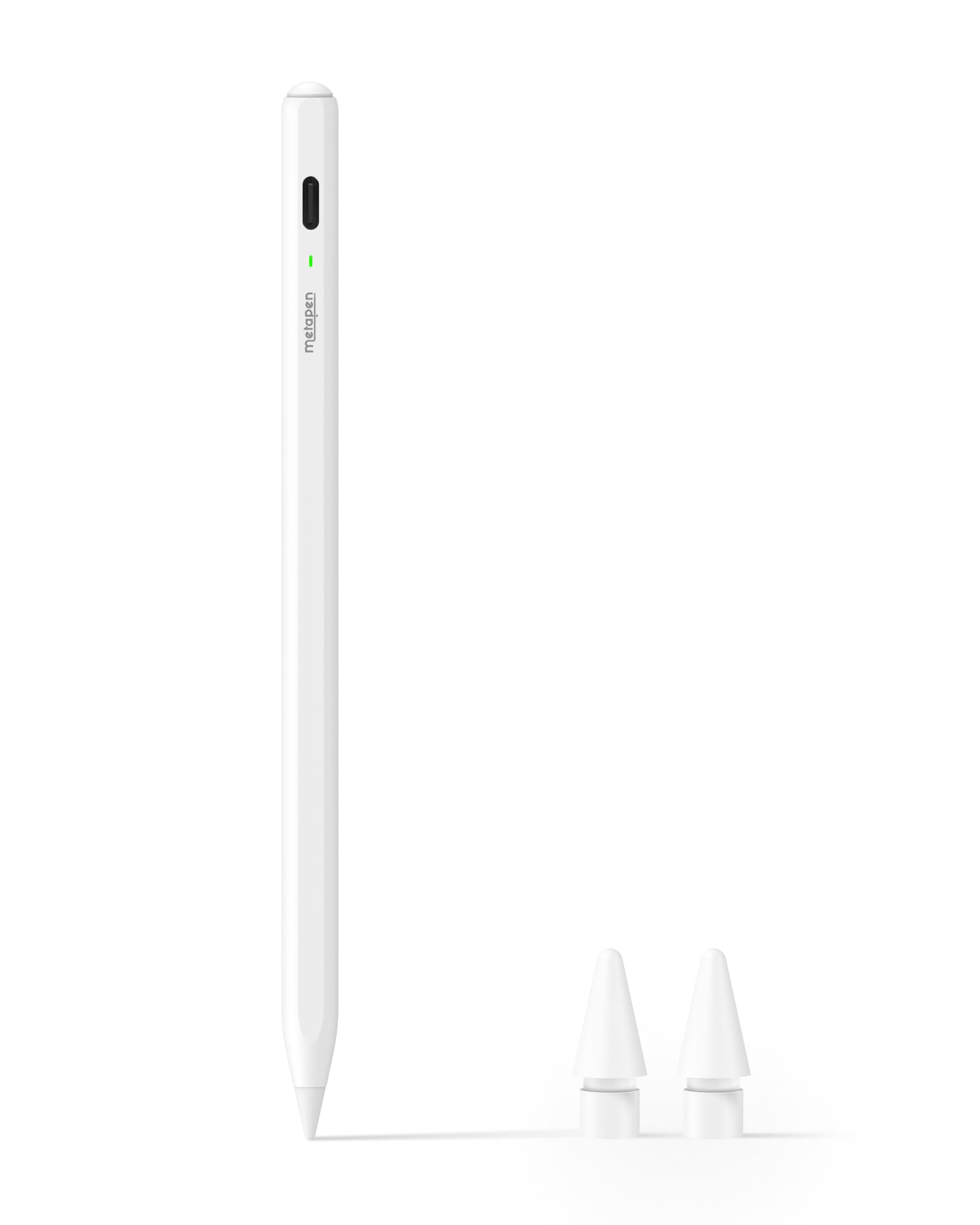 Metapen Pencil Air8 for iPad 2018-2025، (عمر بطارية 20 ساعة)، شحن سريع خلال دقيقتين، قلم ايباد عالي الدقة لأجهزة iPad 11 A16/10/9/8/7/6th Gen، Pro 12.9/11/13 Inch M4، Air 3/4/5/M2/M3 (أبيض)