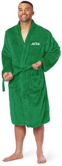 Northwest NFL New York Jets Retro Adult Unisex Silk Touch Bathrobe, Large/X-Large, Green, Officially Licensed Loungewear, Soft Plush Polyester - Image 2