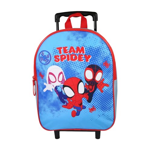 Bagtrotter - Spider-Man - Sac à Dos Scolaire à Roulettes - Bleu Ciel - 1 Compartiment Zippé - Bretelles Matelassées - 25x12x32cm - Matière Polyester - Sac à Dos...