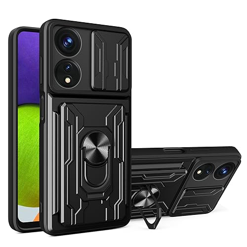 Elubugod Compatible with Oppo F23 5G Slot Phone Case,with Slide Camera Lens Cover Compatible with Oppo A98 5G CPH2529 / F23 5G CPH2527 / A1 5G PHS110 Case Black
