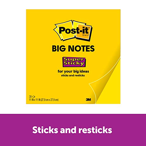 Post-It Super Sticky Big Notes, Single Color (Yellow), Double Adhesion, 11 In X 11 In #TOP1
