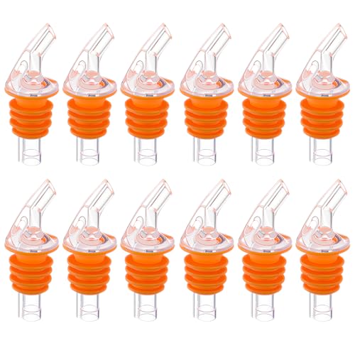 Quzzil 1 Dozen Pour Spout Large Amber Cork Pour Spout Bottle Speed Pourers Fits 750ml, 1l, 1.75l Bottles, for Liquors, Bartending Tool(Orange)