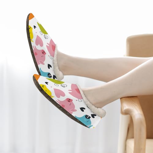 Cartoon Animal Piggy Slippers for Women Slipper Socks Soft Fuzzy House Slippers Shoes for Indoor Bedroom, Winter Cozy Christmas Gifts 5
