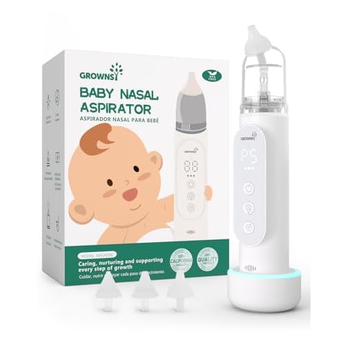 GROWNSY Nasal Aspirator for Baby, Upgraded 5 Suction Levels Baby Nose Sucker, IPX7 Waterproof Electric Nose Suction for Baby, Booger Sucker for Toddle