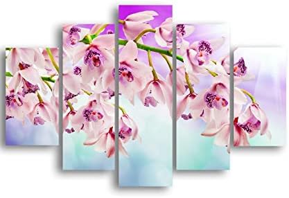 Homemania HM205MDF016 5-Piece Picture of Flowers – Nature – for Living Room, Room – Multi-Coloured MDF 95 x 0.3 x 60 cm