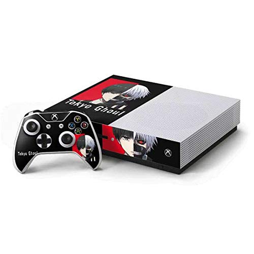 Skinit Decal Gaming Skin Compatible with Xbox One S Console and Controller Bundle - Officially Licensed Funimation Ken Kaneki Black Split Design