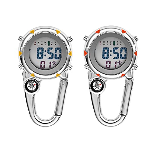 Image of JewelryWe Men Women Digital Clip Watch Mini Microlight Backpack Buckle Belt fob Watches for Rock Climbing Doctors Nurses Chefs for Mother's Day