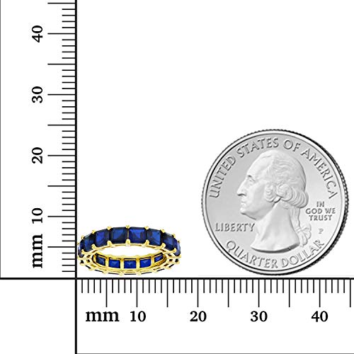 Sterling Silver Rhodium Polished 4mm Multi Color Asscher Princess Cut Cubic Zirconia Eternity Band for Women | AAA Cubic Zirconia Gemstone Engagement Wedding Band Ring | Sizes 5-103