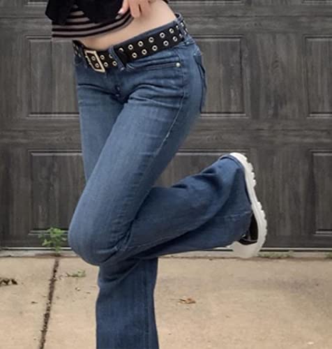 Y2K Cute Low Waisted Flare Trousers Jeans Vintage Aesthetic Cargo Pants Slim Pockets Harajuku Joggers 90s Streetwear3