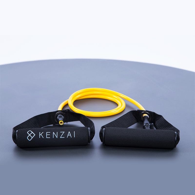 Miniatura 4 de Kenzai Juego de ejercicios de bandas de resistencia con asas, tubos de fitness multicolores, equipo de entrenamiento de fuerza para entrenamientos