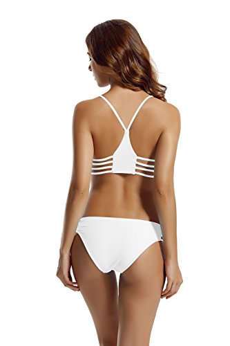 zeraca Women's Plus Size Racerback Bikini Bathing Suits (XL18, White)