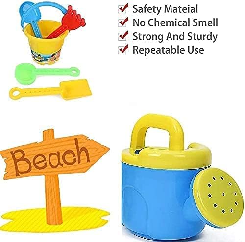 Fezeedi Kids 10 Pcs Beach Set Toys Plastic Kids Play Set Sand Play Set Beach Toys with Bucket Multiple Game Set of Toys for Kids (Multi Color)(10 pcs Set) 2
