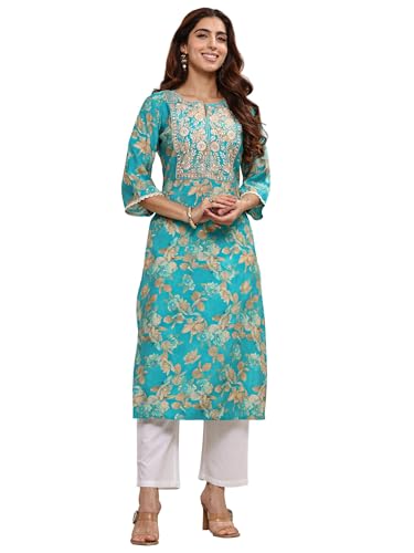 Image of Libas Printed Silk Blend Straight Kurta Suit