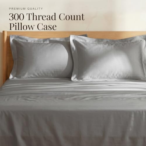 Image of Huesland Premium 100% Cotton Luxe Soft Touch 300 Thead Count Pillow Cover Set of 2 - Steel Grey