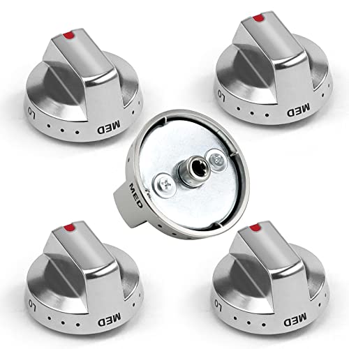 Fetechmate Upgraded Dg64-00473A Burner Stove Dial Knob,Strong Rings,Stainless Steel Compatible With Sam.sung Range Oven Gas Stove Knob Nx58F5700Ws Nx58H5600Ss Nx58H5650Ws Nx58J7750Ss (5 Pack) #TOP18