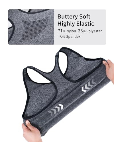 Image of Under Control Plus Size Sport Bras for Women Large Bust Seamless Racerback Padded Yoga Workout Bras Black White Pack 1X-2X-3X
