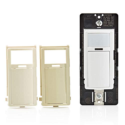 Leviton Dvs05-1Lz Decora Vacancy Motion Sensor In-Wall Switch, Manual-On, 5A, Single Pole Or 3-Way, White/Ivory/Light Almond #TOP4