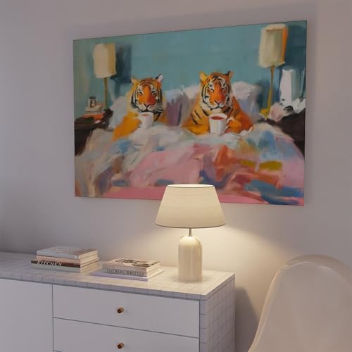 Impression sur toile de couple de tigres, tableau déco de qualité premium