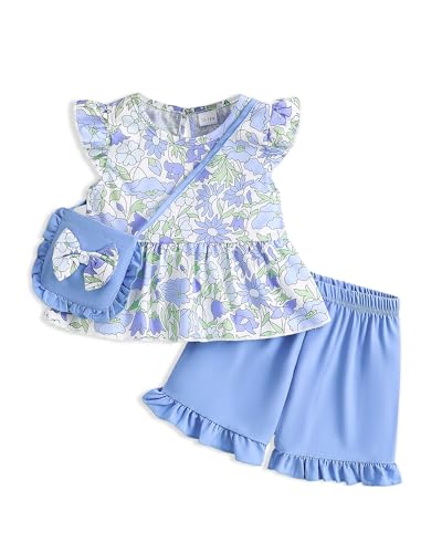 Image of Weebaby Toddler Girl Clothes Baby Summer Outfits Sleeveless Halter Top Ruffle Short Set Cute Kids Clothes Girls