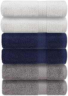 Tag Terry - 100% Cotton Hand Towels - Bathroom Accessories Set - Ultra Soft, Large Multi Colour Hand Towels for Bathroom 70 x 40 cm, 550 GSM - Hand Towels Set (Multi-Colour) (6 Pack)