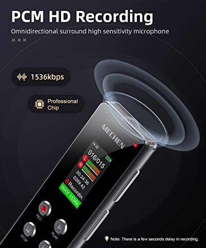 Mechen 64Gb Digital Voice Recorder Dictaphone, Voice Activated, With Playback For Conferences Meetings Speeches, Pocket Recorder Password Line, Usb C, 1536Kbps, Ab Repeat (64Gb) #TOP1