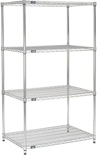 Nexel 18" x 30" x 63", 4 Tier Adjustable Wire Shelving Unit, NSF Listed Commercial Storage Rack, Chrome Finish, leveling feet