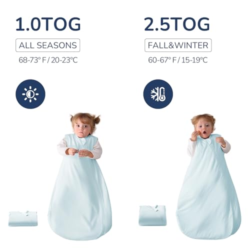 Image of 2.5 Tog Baby Sleep Sack 3-6 Months, Supersoft Quilted Cotton Thermostatic Toddler Sleeping Sack for Babies Infant, 2-Way Zipper Warm Comfy Baby Wearable Blanket