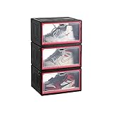SOGOBOX Shoe Box,Set of 3,Plastic Shoe Box with Lids,Stackable Shoe Storage Organizers,Sneaker Case...