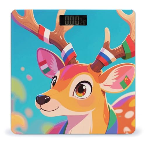 Báscula digital para baño con diseño Colorful Deer y bandera nacional miniatura 1