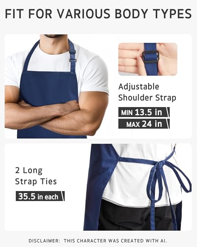 Image of Syntus Chef Apron for Men Women Kitchen Cooking Apron with Pockets, Adjustable Bib Aprons Stain Resistant