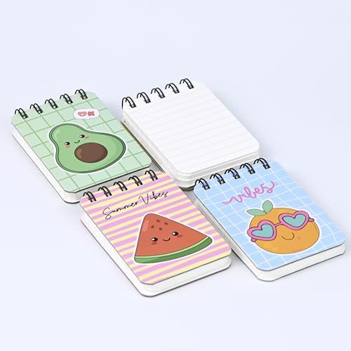Image of Pocket-Size Notepad (Pack of 4) 100 pages, Mini Memo Pads for Daily Notes, Lists, Work & Journaling (7x12 cm) Notepad for Office - Fruit Fiesta