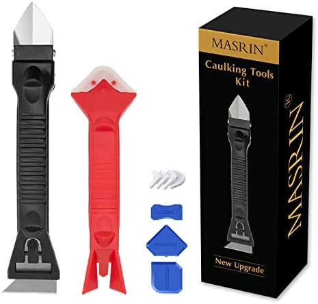 Caulking Tool-Caulk Remover Tool Kit,Grout Removal Tool,Silicone Caulk Finishing Scraper(Stainless Steelhead) for Bathroom Sealant Caulk,Kitchen,Sink Joint,Window