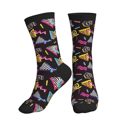 Lcokin Retro 80s 90s Funny Athletic Sport Novelty Crew Socks Casual Crazy Dress Socks Gifts For Men Women