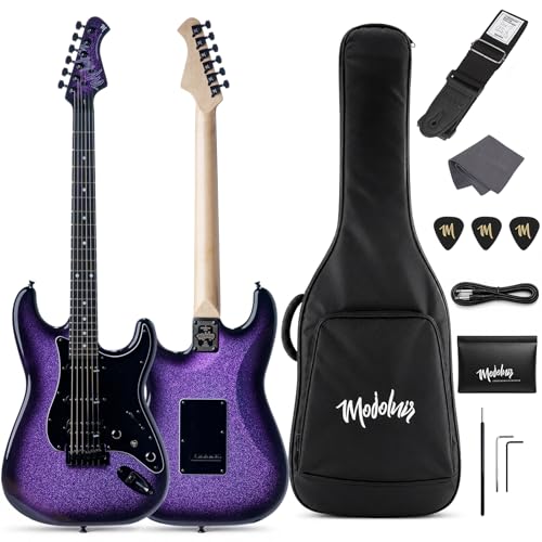 Mojolnir M30 Beginner Electric Guitar Kit, HSS Ceramic Pickups, 11 Tones, MojoTrick System, 2-Year Warranty, Premium Engineered Ebony Fretboard, Padded Gig Bag,Galaxy Purple Gradient