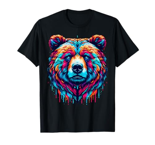 Cool Grizzly Bear Spirit Animal Illustration Tie Dye Art T-Shirt